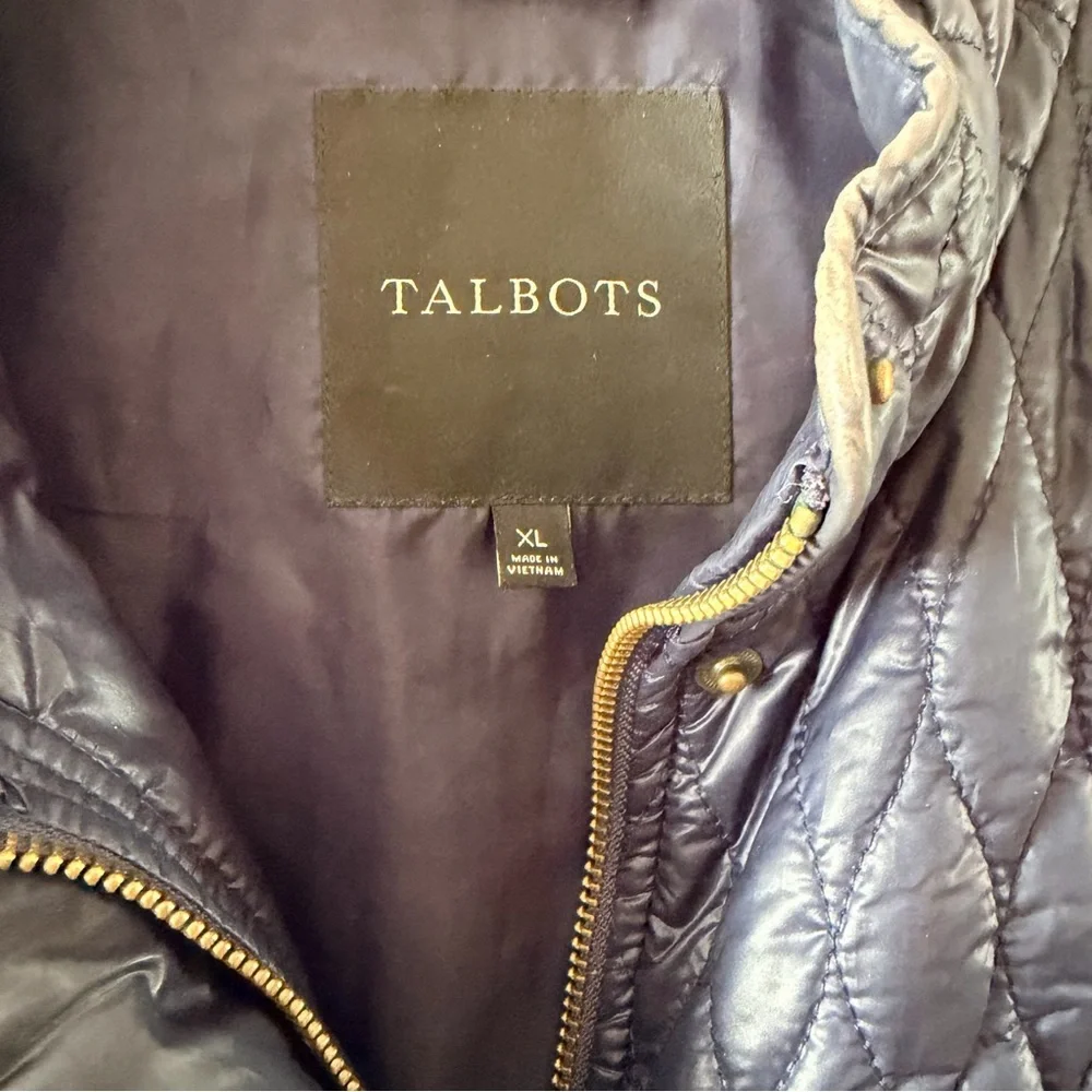 Talbots Diamond Quilted Vest Navy Blue‎